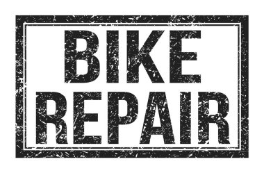 Motosiklet tamiri, siyah dikdörtgen mühür işareti üzerine yazılmış kelimeler