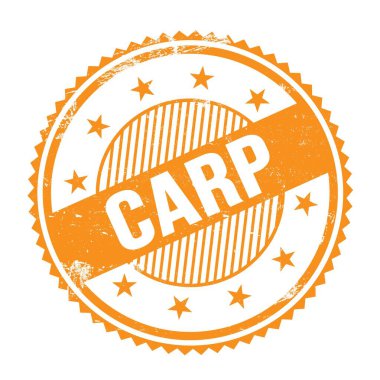 Turuncu grungy zig zag kenarları üzerine yazılmış CARP metni pul yuvarlak.