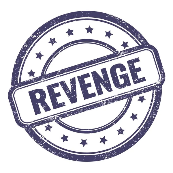 Revenge Texto Azul Índigo Grungy Vintage Ronda Sello Goma — Foto de Stock