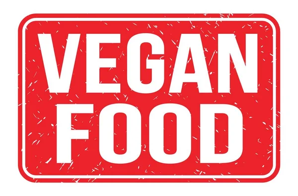 Vegan Food Vörös Téglalap Alakú Bélyegzőtáblára Írt Szavak — Stock Fotó