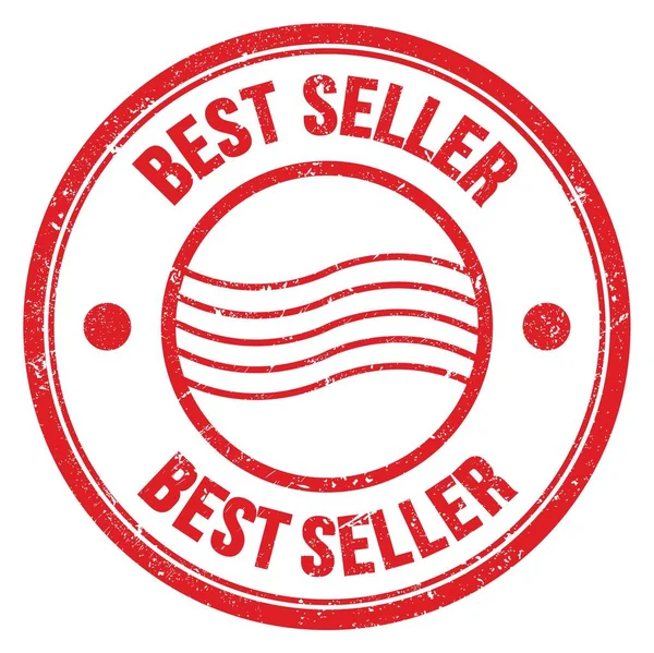 Bestes Seller Wort Auf Rotem Rundem Briefmarkenschild Geschrieben — Stockfoto