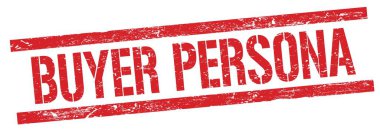 Kırmızı grungy dikdörtgen damga işareti üzerinde BUYER PERSONA metin.