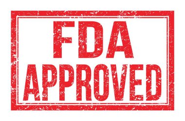 FDA Onaylandı, kırmızı dikdörtgen mühür işareti üzerine yazılan kelimeler