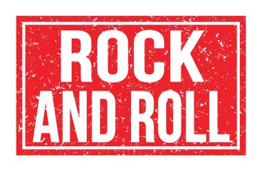 ROCK VE ROLL, kırmızı dikdörtgen mühür üzerine yazılmış kelimeler