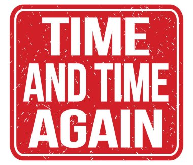 Time VE Time tekrar, kırmızı vintage mühür işareti üzerine yazılmış metin