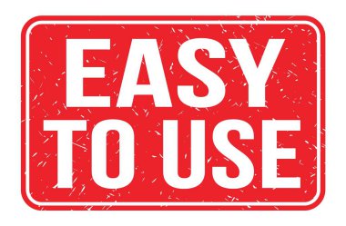 Kullanımı kolay, kırmızı dikdörtgen damga işareti üzerine yazılmış kelimeler