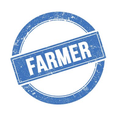Mavi grungy yuvarlak vintage pul üzerinde Farmer metin.
