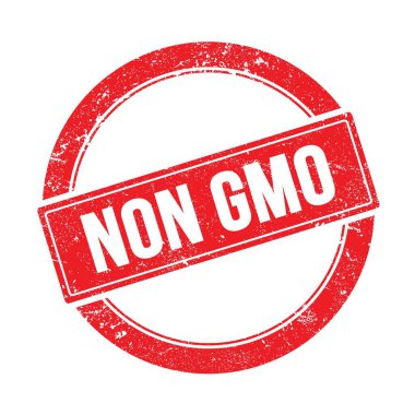 Kırmızı grungy yuvarlak vintage pul üzerinde GDO olmayan metin.