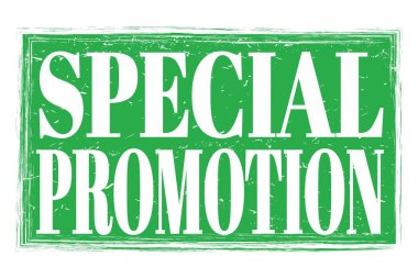 Özel promosyon, yeşil grungy mühür işareti üzerine yazılmış kelimeler