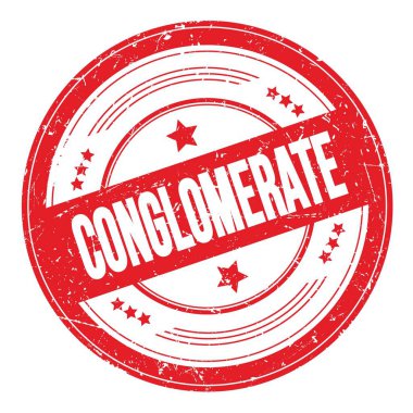 Kırmızı yuvarlak grungy desen damgası üzerinde KONGLOMERATE metin.
