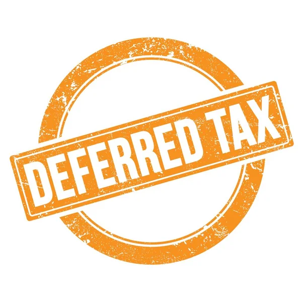 Deferred Tax Texto Sobre Grungy Naranja Ronda Sello Vintage —  Fotos de Stock