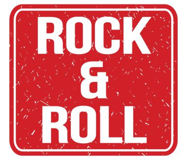 ROCK & ROLL, kırmızı vintage pul işareti üzerine yazılmış metin