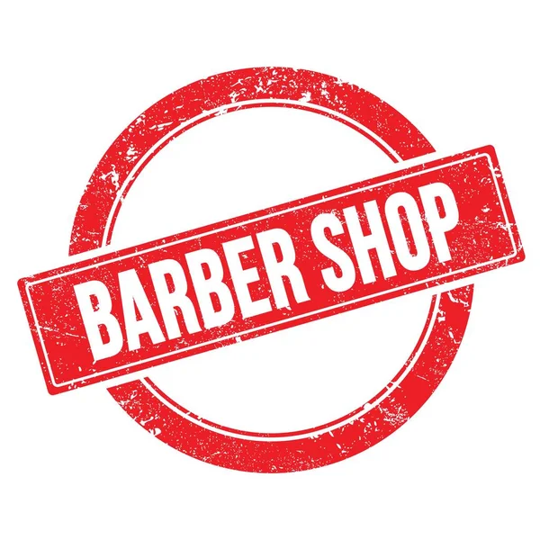 Barber Shop Texto Vermelho Grungy Rodada Carimbo Vintage — Fotografia de Stock