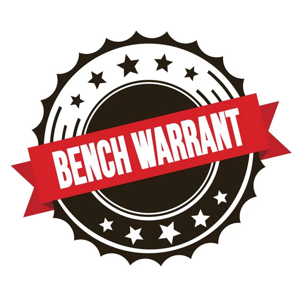 Bench Warrant Szöveg Piros Barna Szalag Jelvény Bélyegző — Stock Fotó