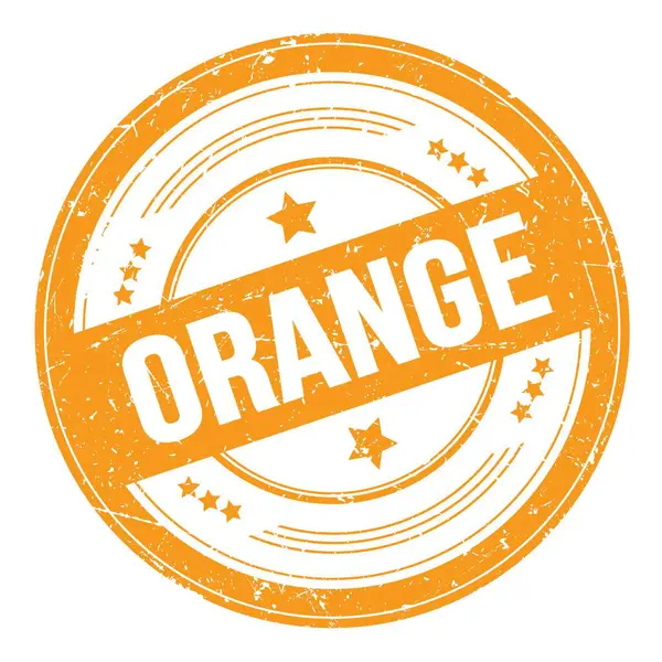 Orange Tekst Oranje Ronde Grungy Textuur Stempel — Stockfoto