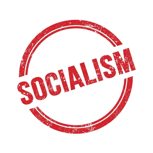 Текст Socialism Написаний Червоній Гранжевій Вінтажної Круглої Марки — стокове фото