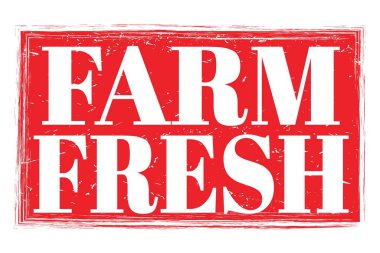 FARM FRESH, kırmızı grungy mühür işareti üzerine yazılmış kelimeler