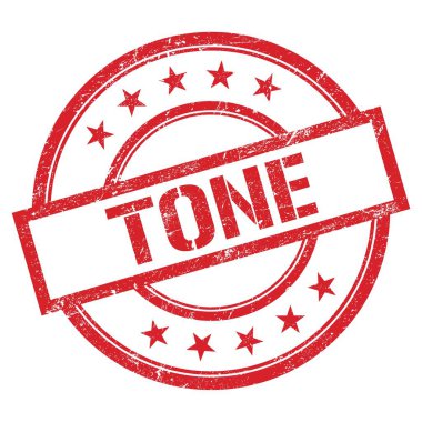 Kırmızı yuvarlak kauçuk mühür üzerine yazılmış ton metni.