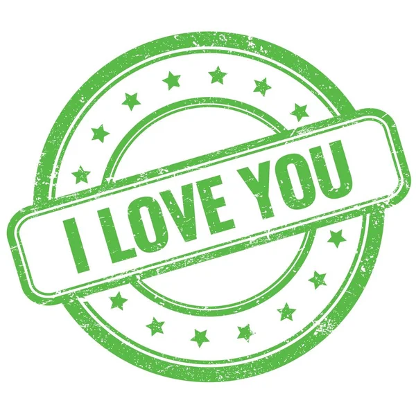 Love You Text Green Vintage Grungy Rubber Stamp — Stock fotografie