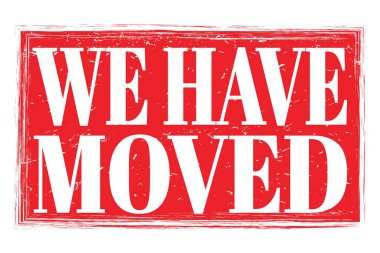 Hareket ettik, kırmızı pul üzerine yazılmış kelimeler.