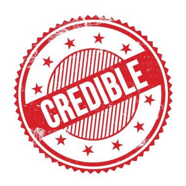 Kırmızı grungy zig zag kenarları yuvarlak damgalı CREDIBLE metin.