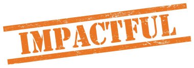 Turuncu grungy dikdörtgen vintage damga üzerinde IMPACTFUL metin.