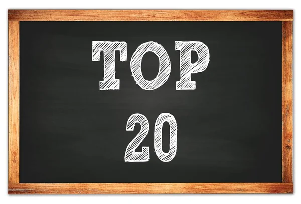 Top20写在黑色木制框架学校黑板上 — 图库照片