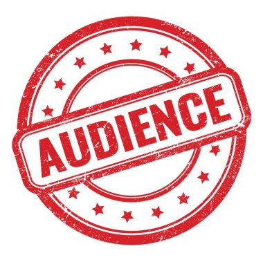 Kırmızı grungy vintage yuvarlak kauçuk damga üzerine AUDIENCE metin.