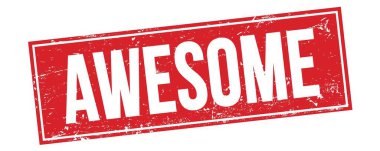 Kırmızı grungy dikdörtgen damga işareti üzerinde AWESOME metin.