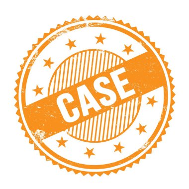 Turuncu grungy zig zag kenarlarında yazılmış CASE metni yuvarlak pul.