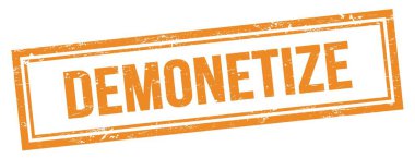 Turuncu grungy vintage dikdörtgen damgalı DEMONETIZE metin.