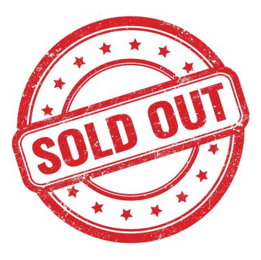 Kirmizi grungy vintage yuvarlak kauçuk damgada satilan metin.