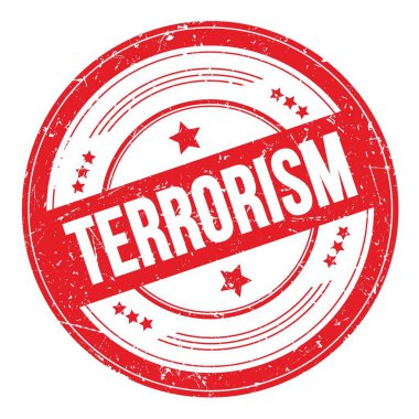 Kırmızı yuvarlak grungy doku damgası üzerine TERRORISM metni.
