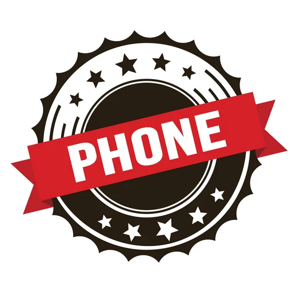 Phone Text Red Brown Ribbon Badge Stamp — Stock Photo, Image