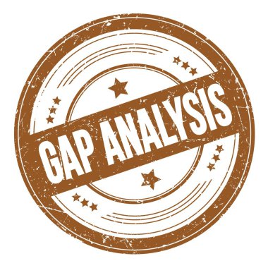 Kahverengi yuvarlak biçimsiz doku damgası üzerine GAP ANALYSIS metni.