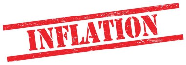 Kırmızı grungy dikdörtgen vintage damga üzerinde INFLATION metin.