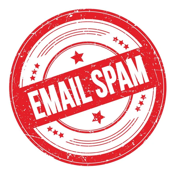 Email Spam Text Röd Rund Grungy Konsistens Stämpel — Stockfoto