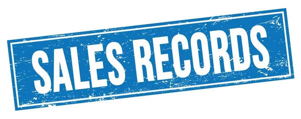 Sales Records Tekst Blauwe Grungy Rechthoek Stempel Teken — Stockfoto