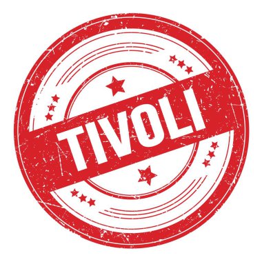 Kırmızı yuvarlak grungy doku damgası üzerine TIVOLI metin.