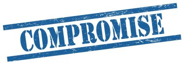 Mavi grungy dikdörtgen vintage damga üzerinde COMPROMISE metin.