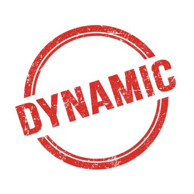 Kırmızı grungy vintage yuvarlak pulla yazılmış DYNAMIC metni.