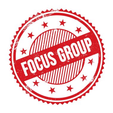 Kırmızı grungy zig zag kenarlarında yazılmış FOCUS GROUP metni.