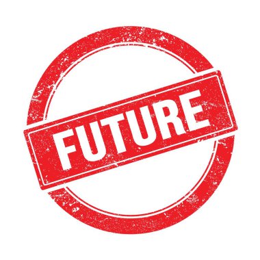 Kırmızı grungy yuvarlak vintage damga üzerinde FUTURE metin.