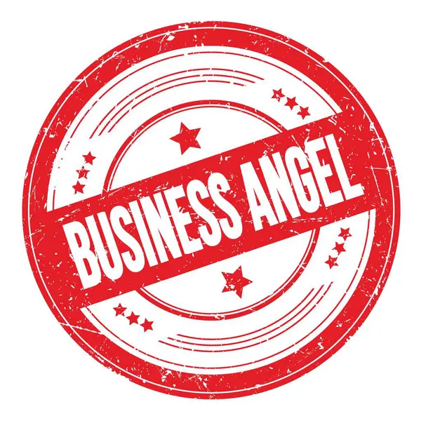 红色圆形粗硬纹理印章上的Business Angel文本 — 图库照片