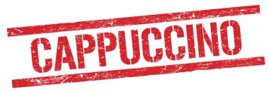 Kırmızı grungy dikdörtgen mühür işareti üzerinde CapPPUCCINO metin.
