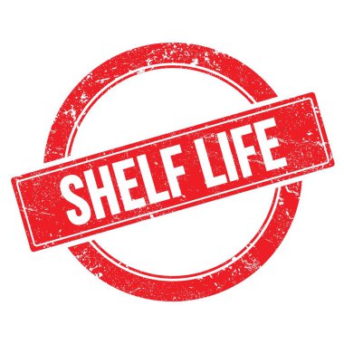 SHELF HAYAT metni kırmızı grungy yuvarlak vintage damga üzerine.
