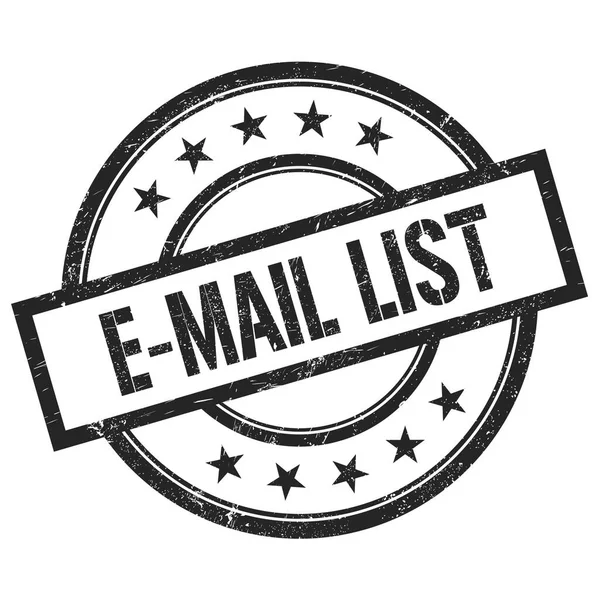 Mail List 텍스트검은 빈티지 우표에 — 스톡 사진