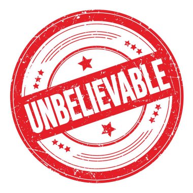 Kırmızı yuvarlak, çirkin desen damgalı Inanılmaz metin.