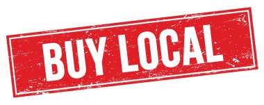 Kırmızı grungy dikdörtgen damga işareti üzerinde BUY LOCAL metin.