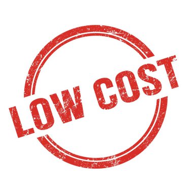 Düşük maliyetli metin kırmızı grungy vintage yuvarlak pul üzerine yazılmış.